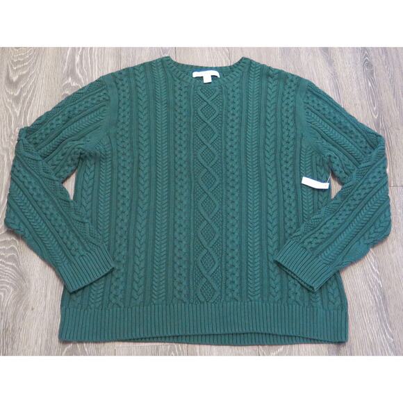 Amazon Essentials *NWT* Cable Knit Sweater Size XXL Crewneck Green Warm Classic - Picture 5 of 9